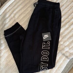 Nike Kids Black Sweatpants with 'Just Do It' Slogan